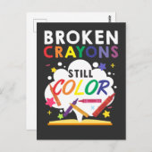 Zerbrochene Crayons immer noch Farbenbewusstsein f Postkarte (Vorne/Hinten)