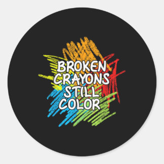 Zerbrochene Crayons noch Farbe T-Shirt Mental Heal Runder Aufkleber