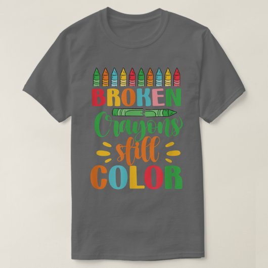 Zerbrochene Crayons Standfarbe T-Shirt (Design vorne)