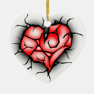 Zerbrochene Herzen Keramikornament