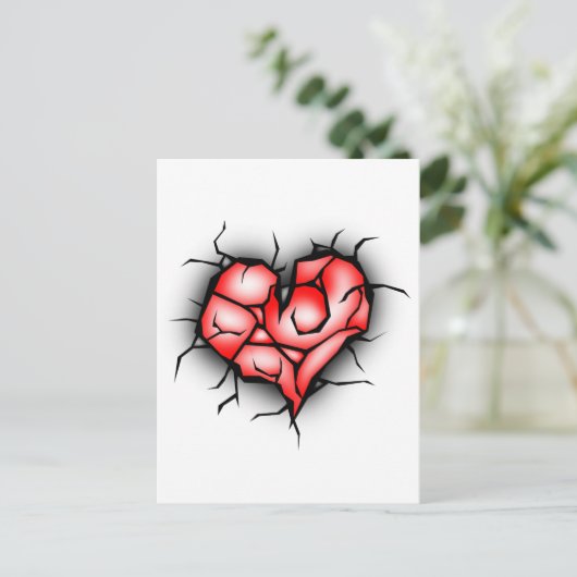 Zerbrochene Herzen Postkarte (Stehend Vorderseite)