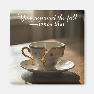 zerbrochene kaputte Tasse inspirierender Magnet