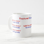 Zerbrochene norwegische Kaffee-Tasse Kaffeetasse (Vorderseite Links)