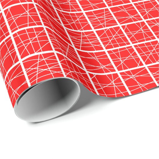 Zerbrochene Quadrate - rot auf weiß Geschenkpapier (Rolleneckpunkt)