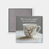 zerbrochene Tasse inspirierender Magnet (Vorderseite/Rückseite)