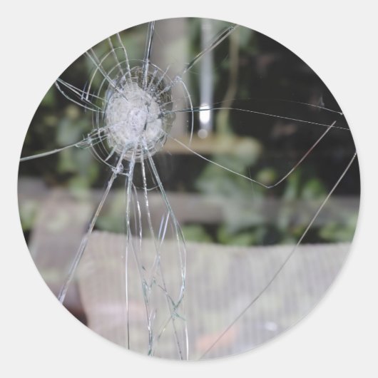 Zerbrochenes Fenster Runder Aufkleber (Vorderseite)