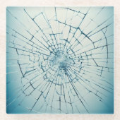 zerbrochenes Glas, gesprungen Glasuntersetzer (Vorderseite)