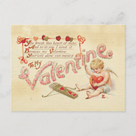 Zerbrochenes Herz Valentinstag Vintag Cupid Red Postkarte