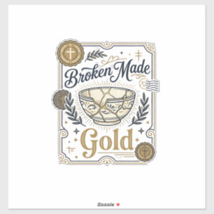 Zerbrochenes wird zu Gold Jesus Kintsugi zerbroche Aufkleber