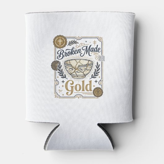 Zerbrochenes wird zu Gold Jesus Kintsugi zerbroche Dosenkühler (Vorderseite)