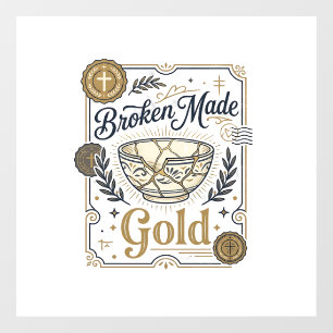 Zerbrochenes wird zu Gold Jesus Kintsugi zerbroche Fensteraufkleber
