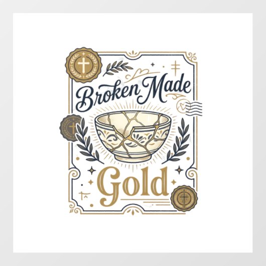 Zerbrochenes wird zu Gold Jesus Kintsugi zerbroche Fensteraufkleber (Blatt)