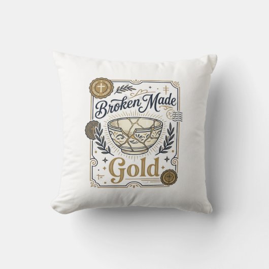 Zerbrochenes wird zu Gold Jesus Kintsugi zerbroche Kissen (Vorderseite)