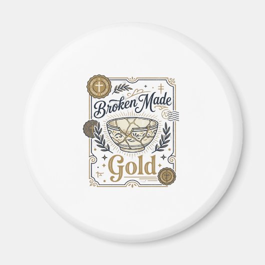 Zerbrochenes wird zu Gold Jesus Kintsugi zerbroche Magnet (Vorne)