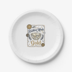 Zerbrochenes wird zu Gold Jesus Kintsugi zerbroche Pappteller