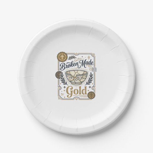 Zerbrochenes wird zu Gold Jesus Kintsugi zerbroche Pappteller (Vorderseite)