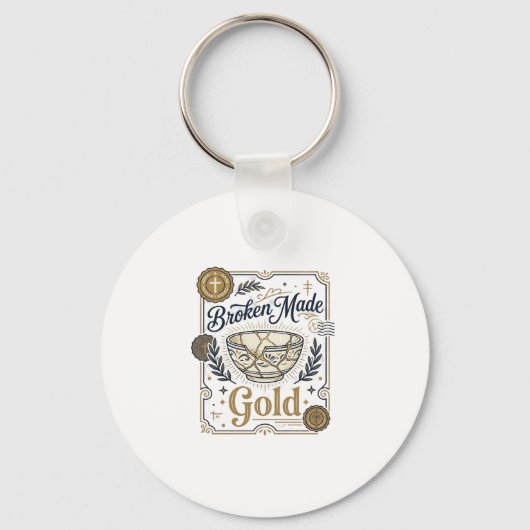 Zerbrochenes wird zu Gold Jesus Kintsugi zerbroche Schlüsselanhänger (Vorderseite)