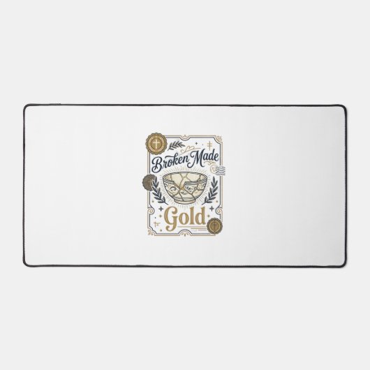 Zerbrochenes wird zu Gold Jesus Kintsugi zerbroche Schreibtischunterlage (Vorderseite)