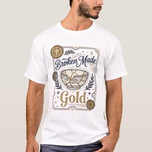 Zerbrochenes wird zu Gold Jesus Kintsugi zerbroche T-Shirt (Vorderseite)