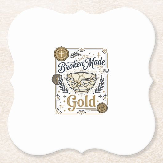 Zerbrochenes wird zu Gold Jesus Kintsugi zerbroche Untersetzer (Vorderseite)