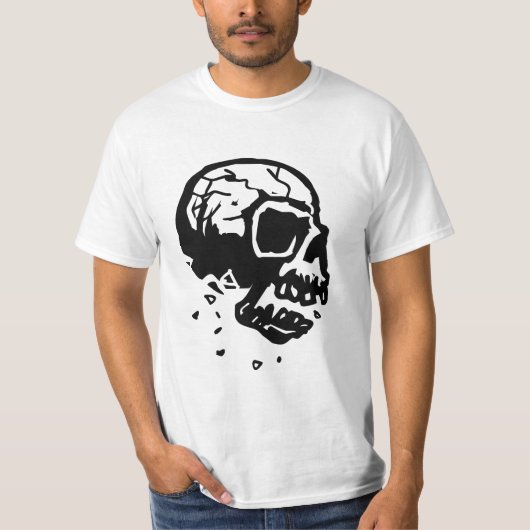 Zerbröckelnder Schädel-schwarzer u. weißer T - T-Shirt (Vorderseite)