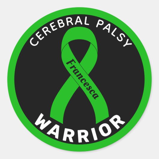 Zerebral Palsy Warrior Ribbon Black Round Sticker (Vorderseite)