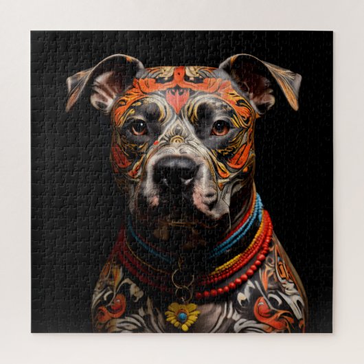 Zeremonial Staffordshire Bull Terrier Warrior Puzzle (Vertikal)