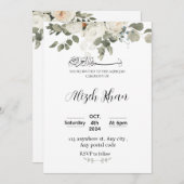 Zeremonie Aqeeqah in Weiß und Grün Einladung (Vorne/Hinten)