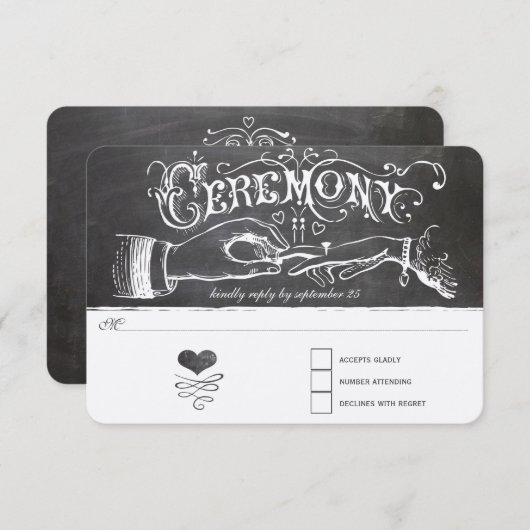Zeremonie Chalkboard Response Card RSVP Karte (Vorne/Hinten)