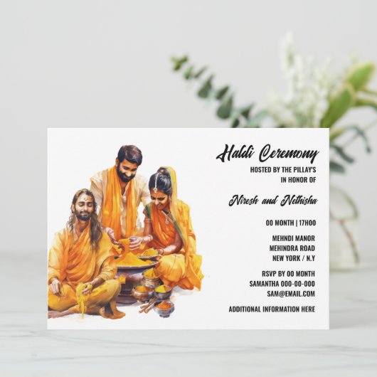 Zeremonie der indianischen turmerischen Braut Hoch Einladung (Stehend Vorderseite)