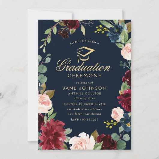 Zeremonie des Abschlusses der Bordeaux-Marine Einladung (Vorderseite)