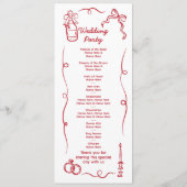 Zeremonie des Hochzeitmenüs Hand Drawn Whimsical Programm (Rückseite)