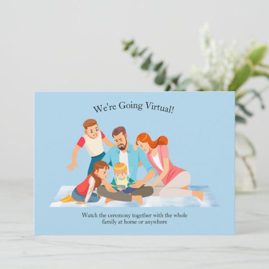 Zeremonie des Online-Abschlusses Blauer Einladung (Stehend Vorderseite)