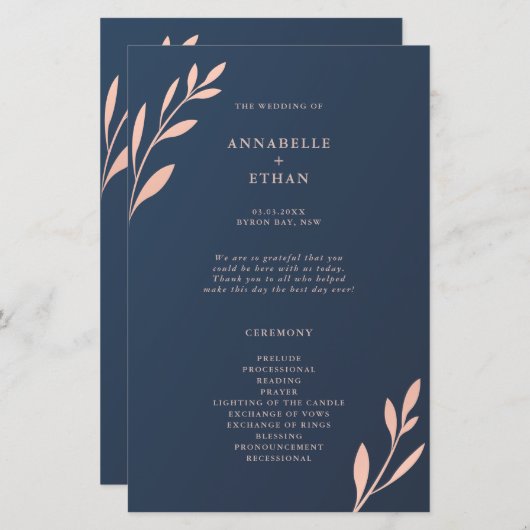 Zeremonie des Programms "Navy and Pink Geometric F (Vorne/Hinten)