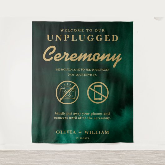 Zeremonie "Emerald Green & Gold Backdrop" Wandteppich (Vorderseite)