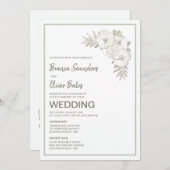 Zeremonie Empfang Vintag verkörperte Blumenhochzei Einladung (Vorne/Hinten)