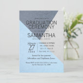 Zeremonie für den Abschluss "Blue and Gray Geo Tri Einladung (Stehend Vorderseite)