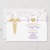 Zeremonie für den Abschluss, BSN-Lila und Gold Einladung (Vorderseite)