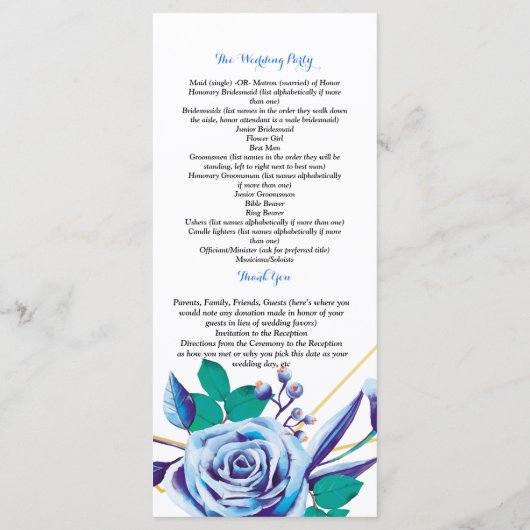 Zeremonie für geometrische Goldrahmen Programm (Rückseite)