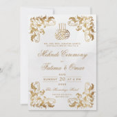 Zeremonie für Goldrahmcreme in islamischem Mehndi Einladung (Vorderseite)