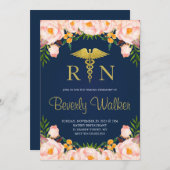 Zeremonie für Navy- und Blütennurenpinning Einladung (Vorne/Hinten)