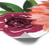 Zeremonie für Rustikales Burgundy Fall Floral Poster (Ecke)