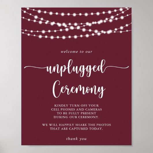 Zeremonie für String Lights Burgundy ohne Plug Poster (Vorne)