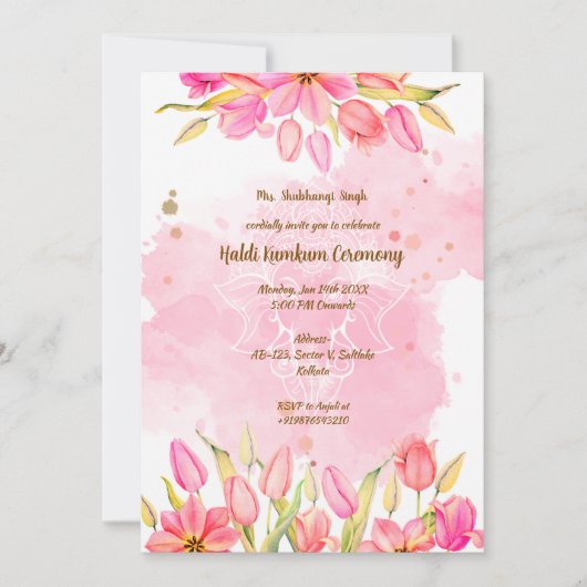 Zeremonie Haldi Kumkum Einladung (Vorderseite)