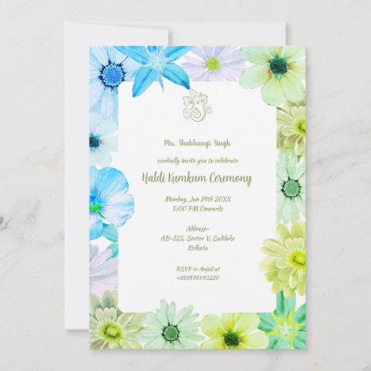 Zeremonie Haldi Kumkum Einladung (Vorderseite)