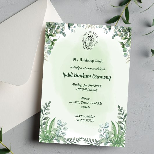 Zeremonie Haldi Kumkum Einladung
