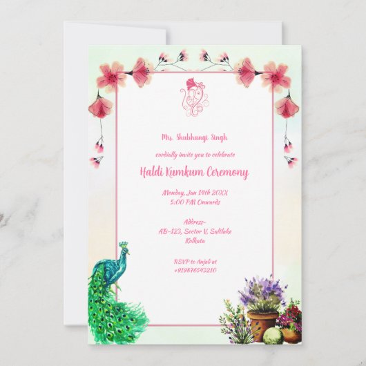 Zeremonie Haldi Kumkum Einladung (Vorderseite)