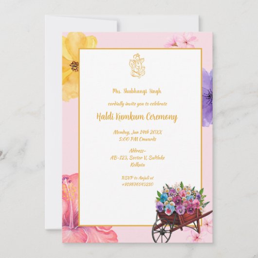 Zeremonie Haldi Kumkum Einladung (Vorderseite)