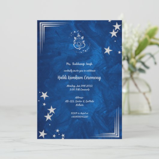 Zeremonie Haldi Kumkum Einladung (Stehend Vorderseite)