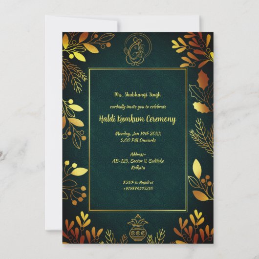 Zeremonie Haldi Kumkum Einladung (Vorderseite)